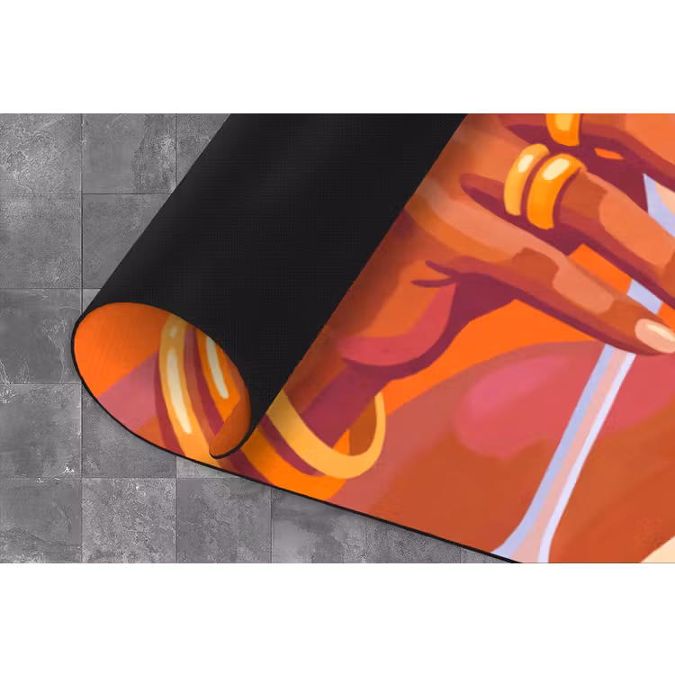 Vrouw - Champagne - Feest - Modern - Oranje Keukenloper - keukenmat middel -closeup