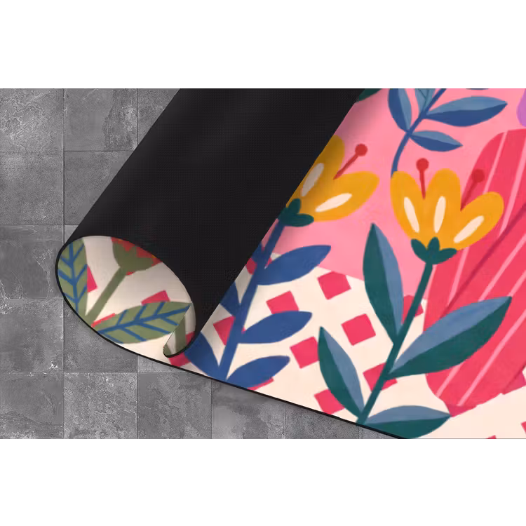 Vrouw - Cocktail - Bloemen - Modern - Roze Keukenloper - keukenmat middel -closeup
