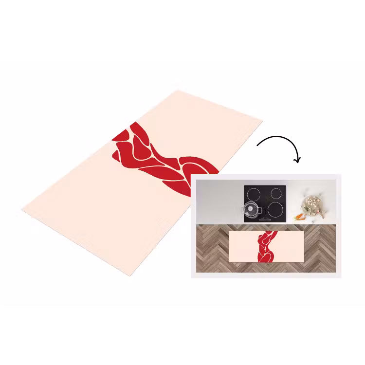 Vrouw - Figuur - Abstract - Modern - Rood Keukenloper - keukenmat middel -3d