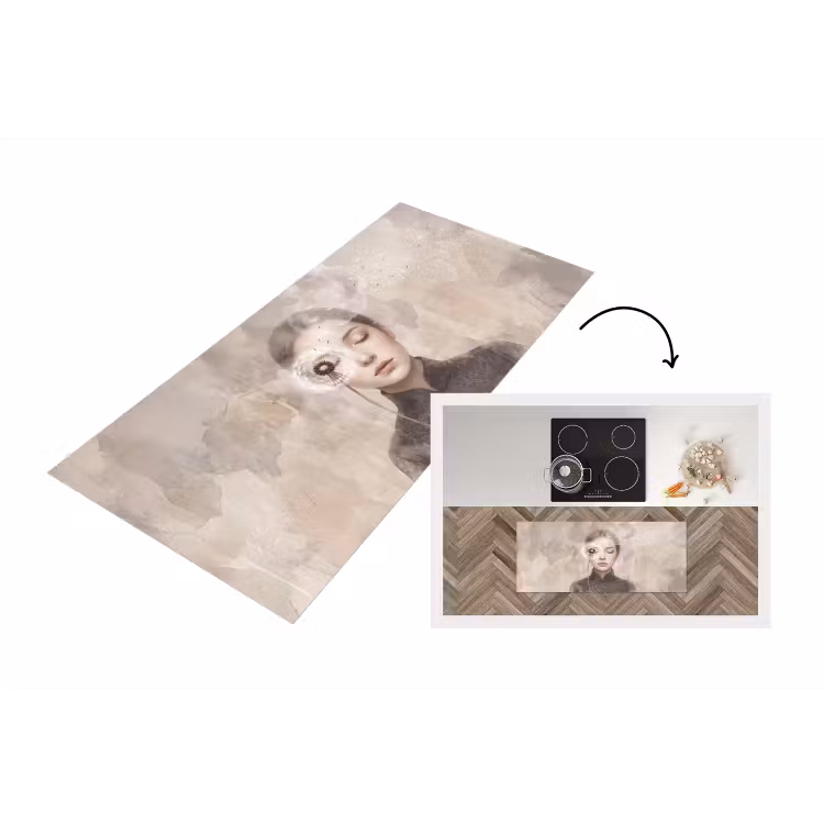 Vrouw - Sereen - Grijs Keukenloper - keukenmat middel -3d