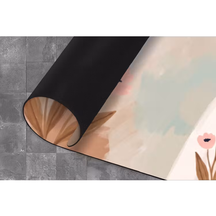 Vrouw - Kimono - Pastel Keukenloper - keukenmat middel -closeup