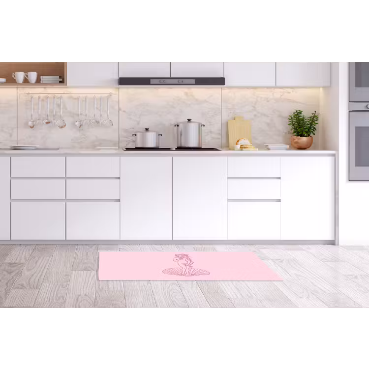Vrouw - Schelp - Kunst - Lijntekening - Roze Keukenloper - keukenmat middel -sfeer3