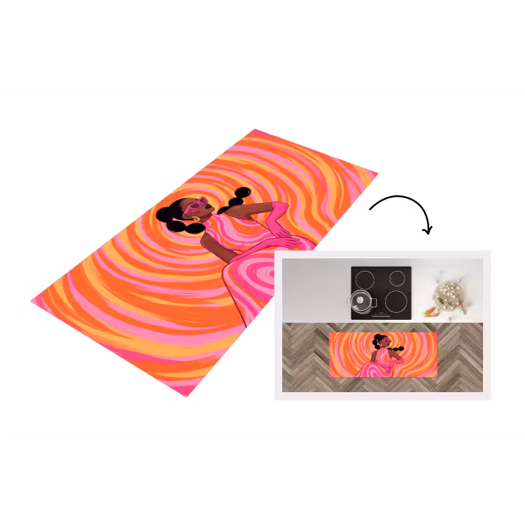 Vrouw - Portret - Kunst - Abstract - Roze Keukenloper - keukenmat middel -3d
