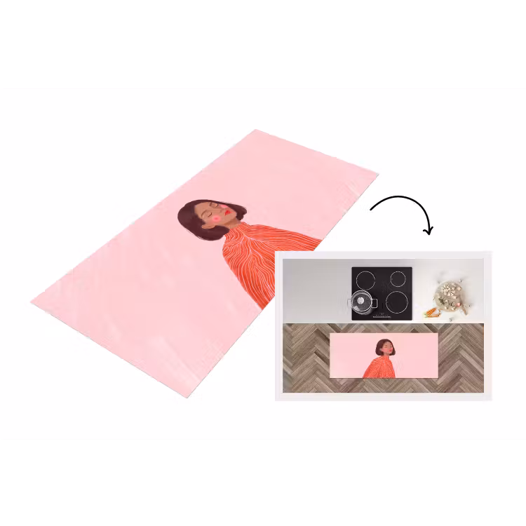 Vrouw - Portret - Modern - Kunst - Roze Keukenloper - keukenmat middel -3d