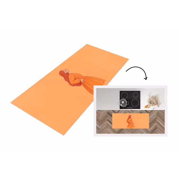 Vrouw - Profiel - Mensen - Modern - Oranje Keukenloper - keukenmat middel -3d