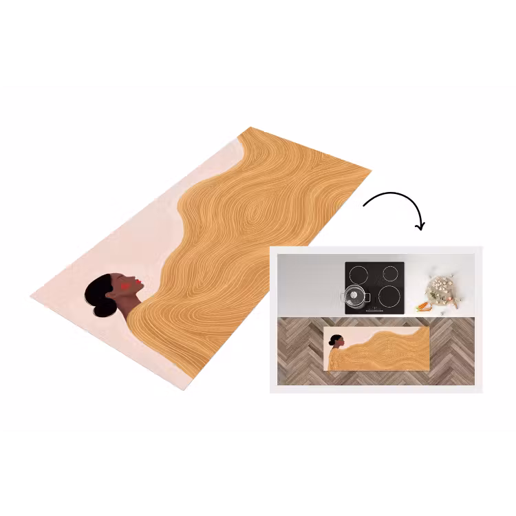 Vrouw - Profiel - Modern - Abstract - Kunst Keukenloper - keukenmat middel -3d