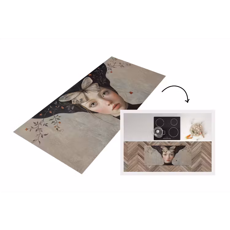 Woman - Butterfly - Art - Classic - Muted Keukenloper - keukenmat middel -3d