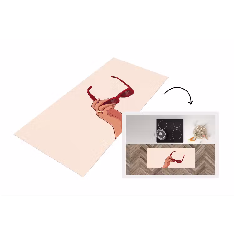 Vrouw - Zonnebril - Mode - Rood - Illustratie Keukenloper - keukenmat middel -3d