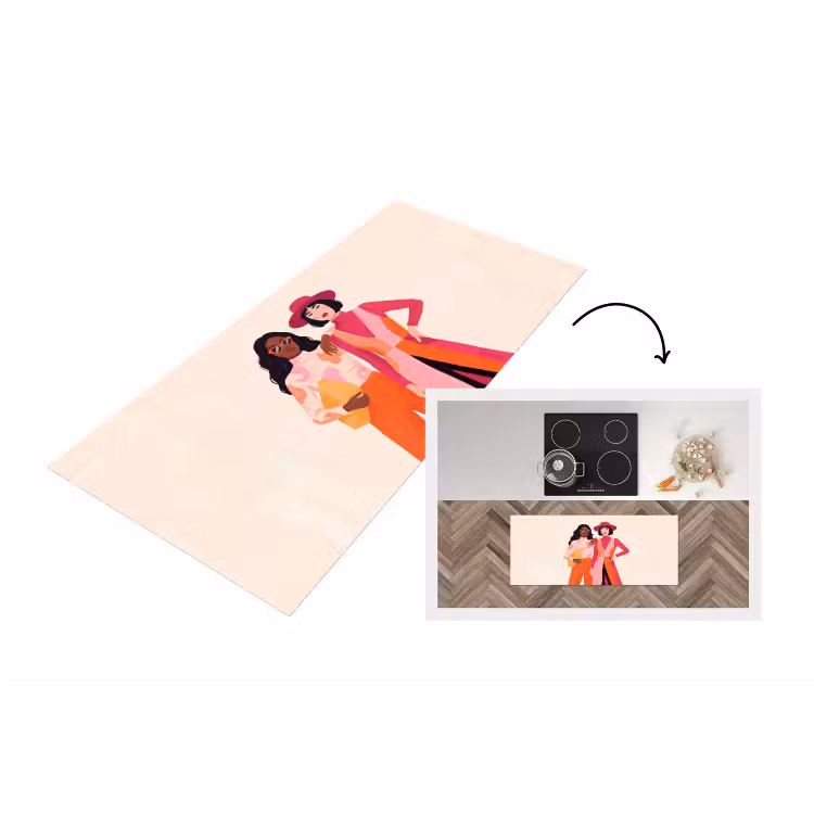 Vrouw - Twee - Mode - Abstract - Kleurrijk Keukenloper - keukenmat middel -3d