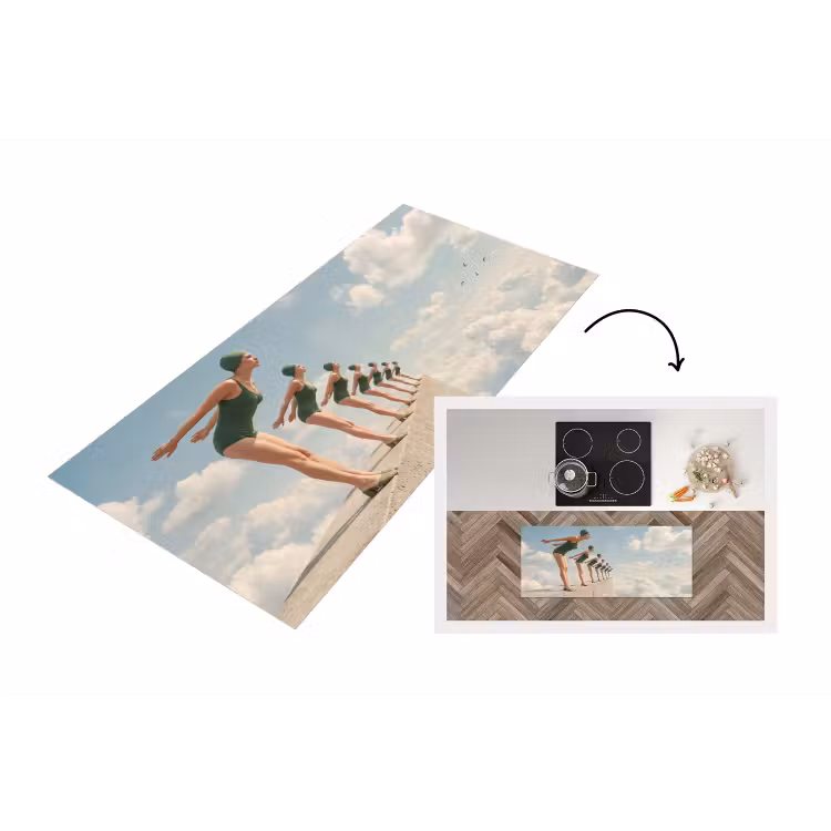 Küchenläufer - Frauen – Tauchhaltung – Wolken - Vrouwen - Duikhouding - Wolken Keukenloper - keukenmat middel