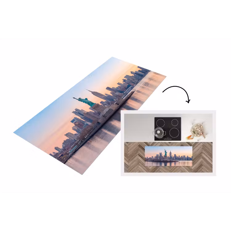 Vrijheidsbeeld - New York - Zonsopgang - Stad - Architectuur Keukenloper - keukenmat middel -3d