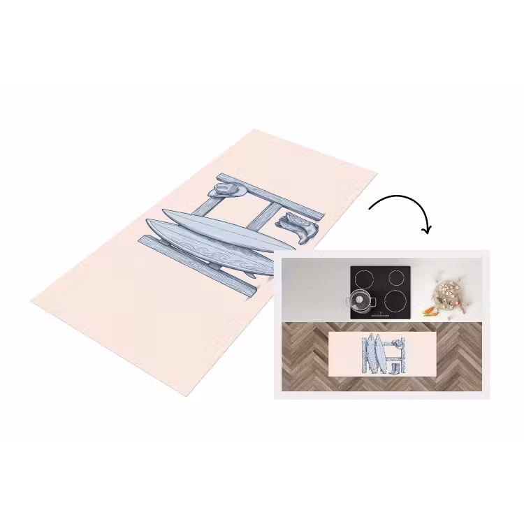 Recreatie - Kleding - Avontuur - Illustratie - Zomer Keukenloper - keukenmat middel -3d