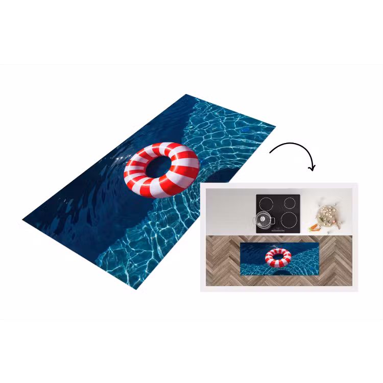 Recreatie - Water - Zomer - Rood - Wit Keukenloper - keukenmat middel -3d