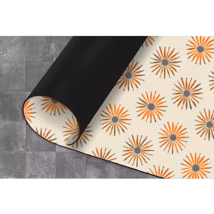 Madelief - Patroon - Oranje Keukenloper - keukenmat middel 536 -closeup