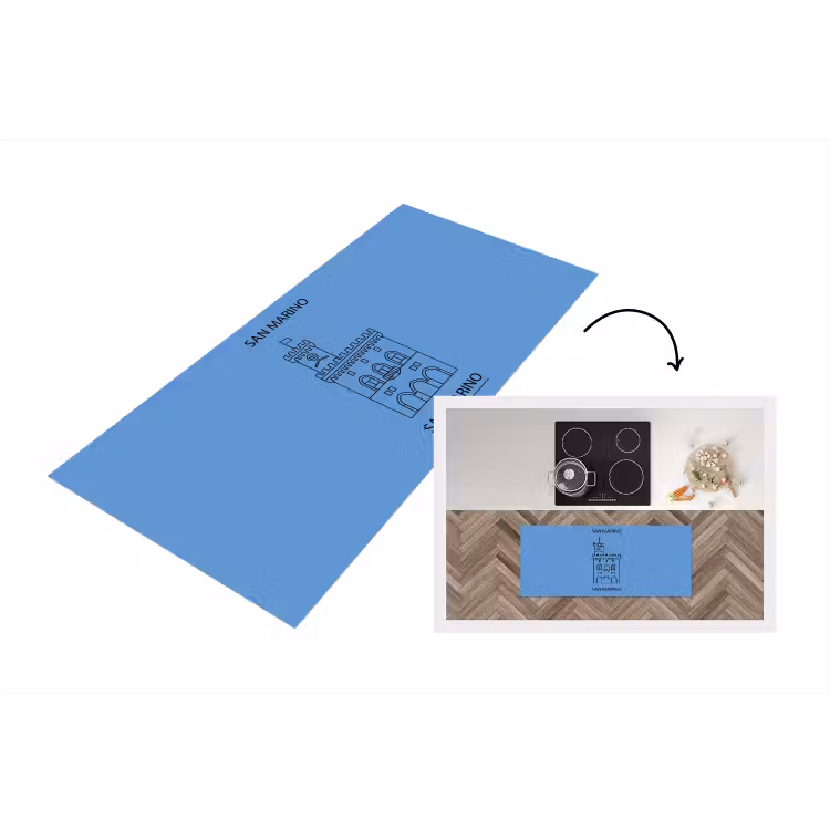 Gebouw - San Marino - Architectuur - Lijntekening - Blauw Keukenloper - keukenmat middel -3d