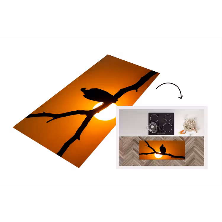 Gier - Tak - Zon - Oranje Keukenloper - keukenmat middel -3d