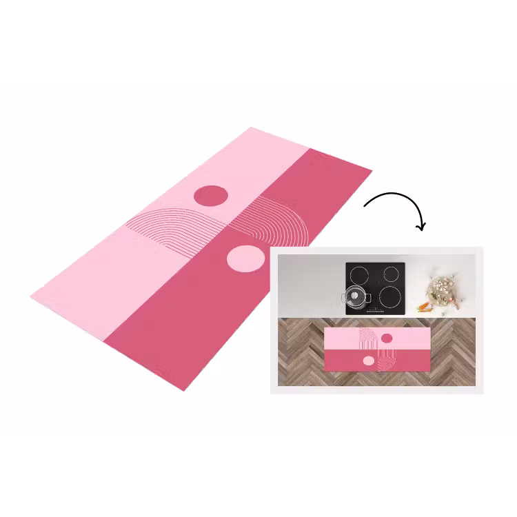 Geometrie - Patroon - Abstract - Roze - Modern Keukenloper - keukenmat middel -3d