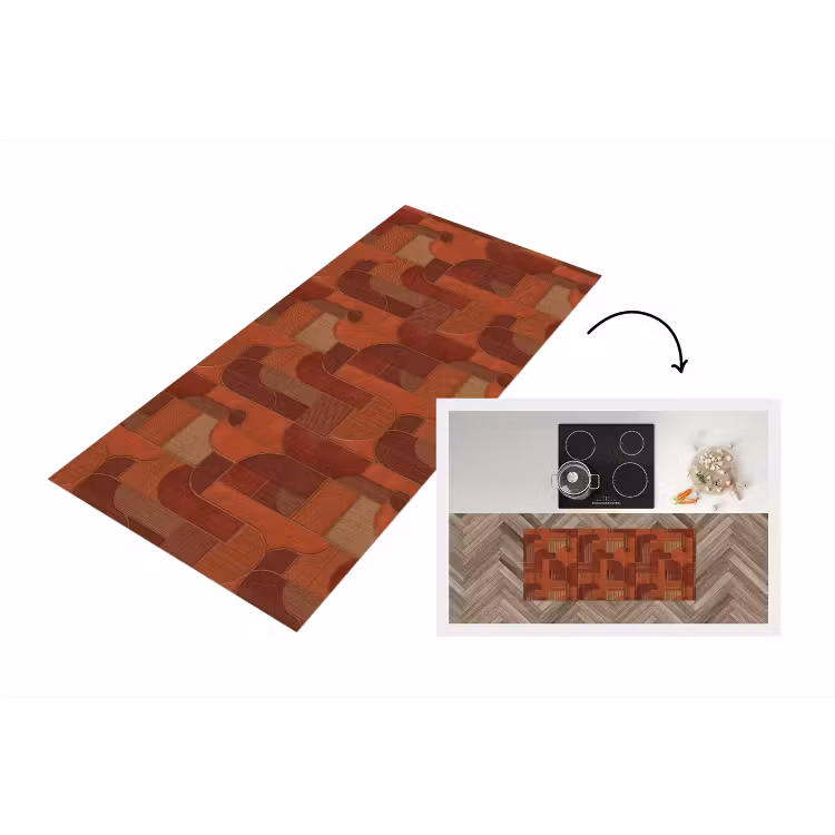 Geometrisch - Abstract - Textuur - Bruin Keukenloper - keukenmat middel 536 -3d