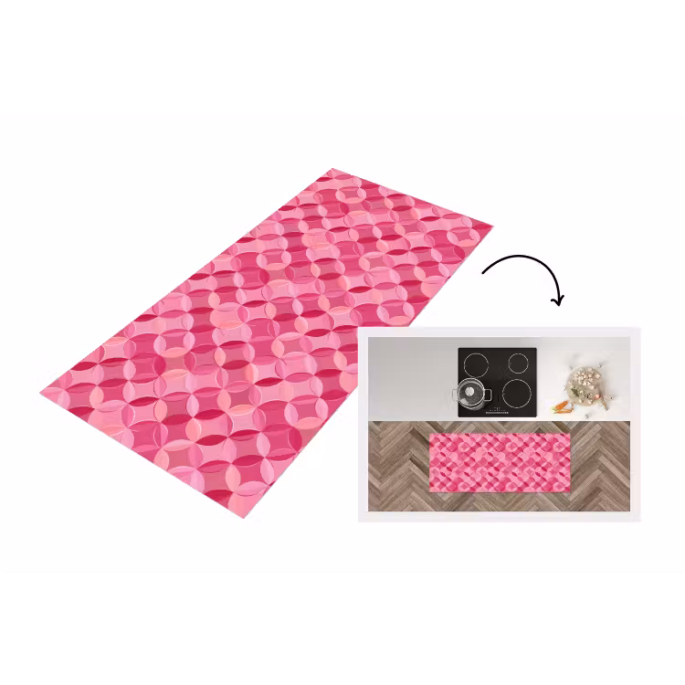 Geometrisch - Mozaïek - Modern - Roze Keukenloper - keukenmat middel 536 -3d