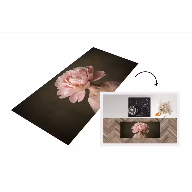 Gezicht - Roos - Roze Keukenloper - keukenmat middel -3d