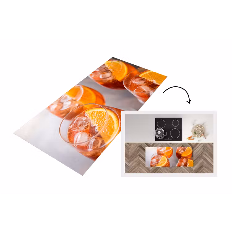 Drank - Sinaasappel - IJs - Zomer - Oranje Keukenloper - keukenmat middel -3d