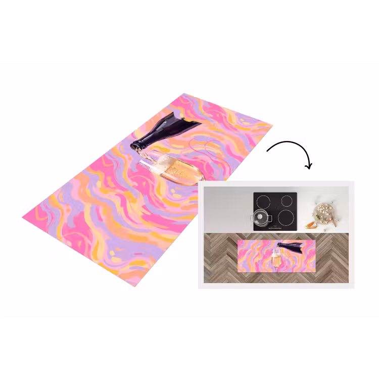Drank - Inschenken - Feest - Abstract - Roze Keukenloper - keukenmat middel -3d