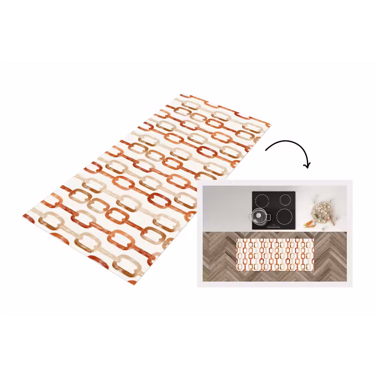 Schakels - Patroon - Aquarel - Terracotta Keukenloper - keukenmat middel 536 -3d