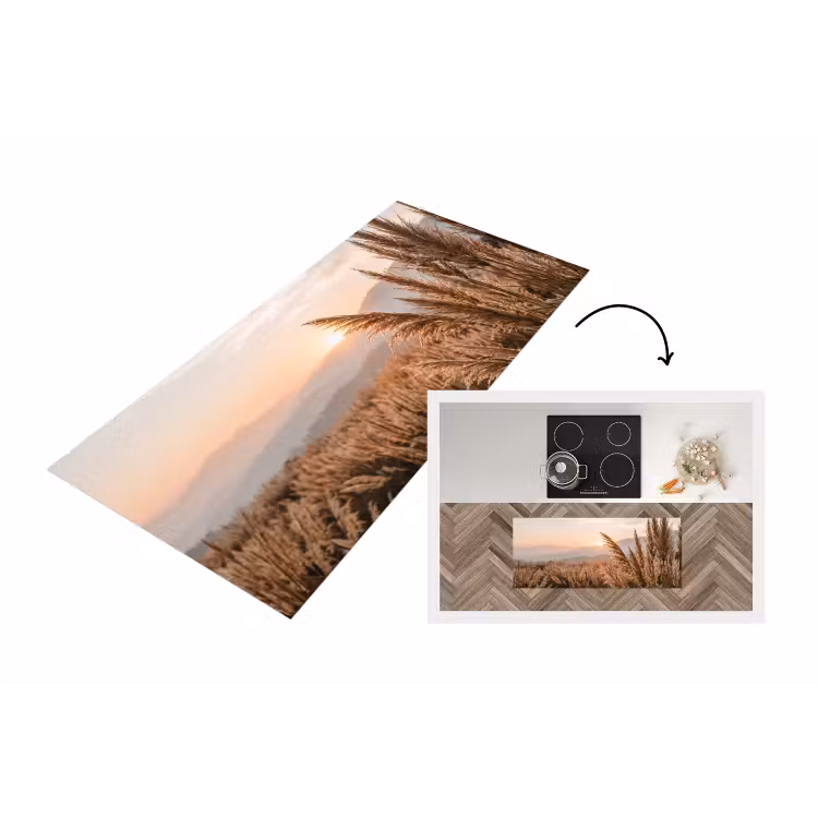 Gras - Veld - Zon - Natuur Keukenloper - keukenmat middel -3d