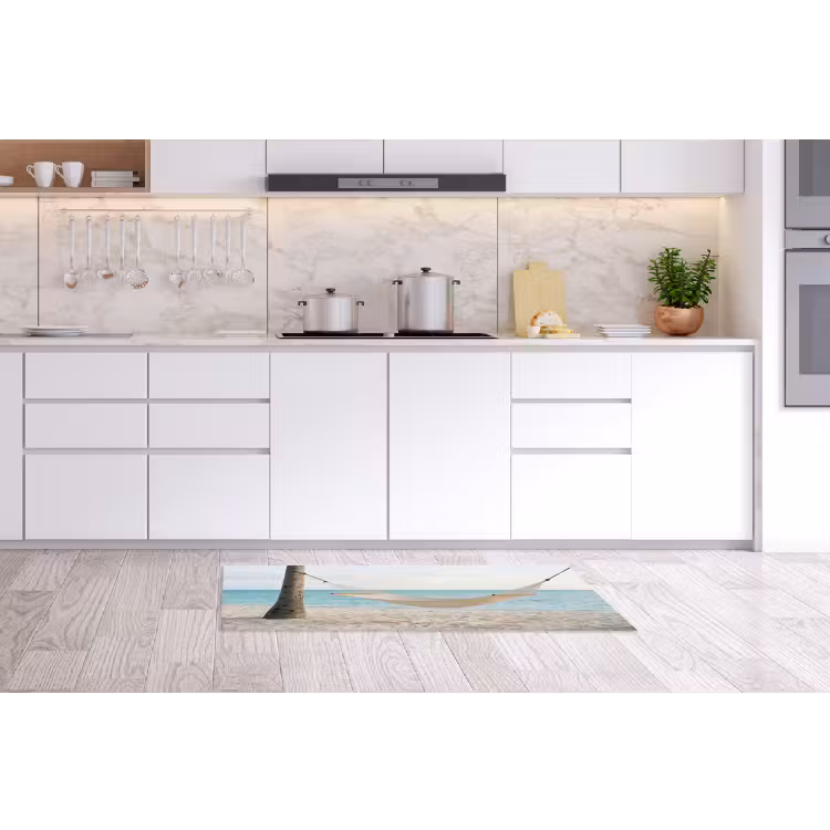 Hangmat - Strand - Wit Keukenloper - keukenmat middel -sfeer3