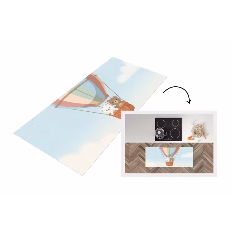 Luchtballon - Beren - Pastel Keukenloper - keukenmat middel -3d