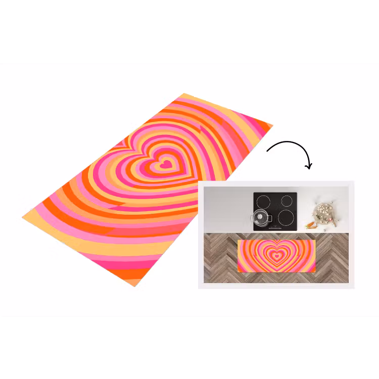 Hart - Concentrisch - Abstract - Liefde - Kleurrijk Keukenloper - keukenmat middel -3d