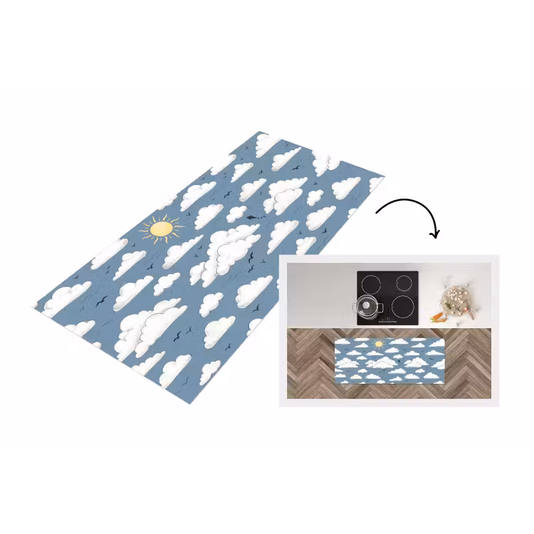 Lucht - Zon - Wolken - Natuur - Blauw Keukenloper - keukenmat middel -3d