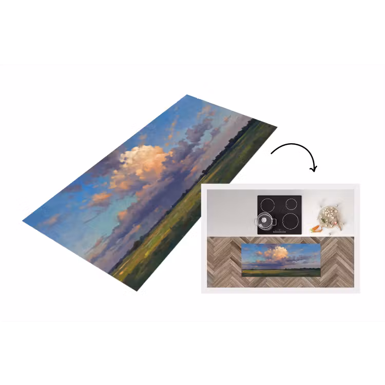 Lucht - Wolken - Landschap - Modern - Oranje Keukenloper - keukenmat middel -3d