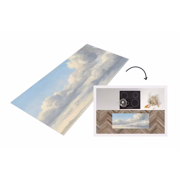 Lucht - Wolken - Natuur - Klassiek - Blauw Keukenloper - keukenmat middel -3d