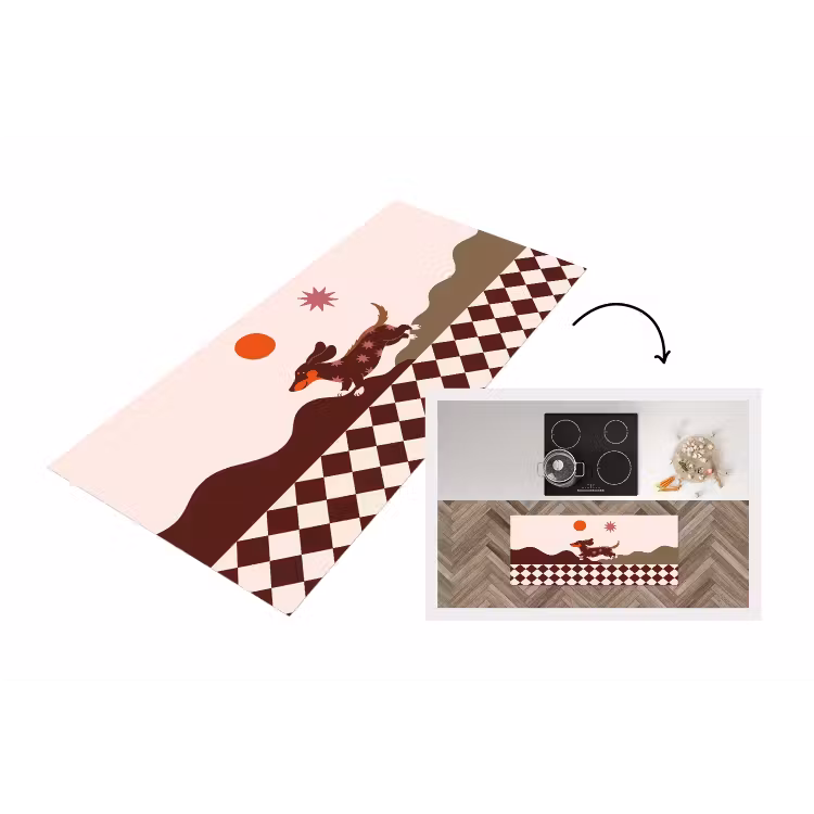 Hond - Abstract - Dieren - Modern - Bruin Keukenloper - keukenmat middel -3d