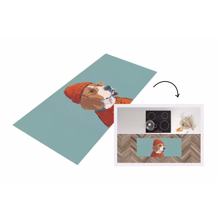 Hond - Beanie - Zonnebril - Dieren - Modern Keukenloper - keukenmat middel -3d