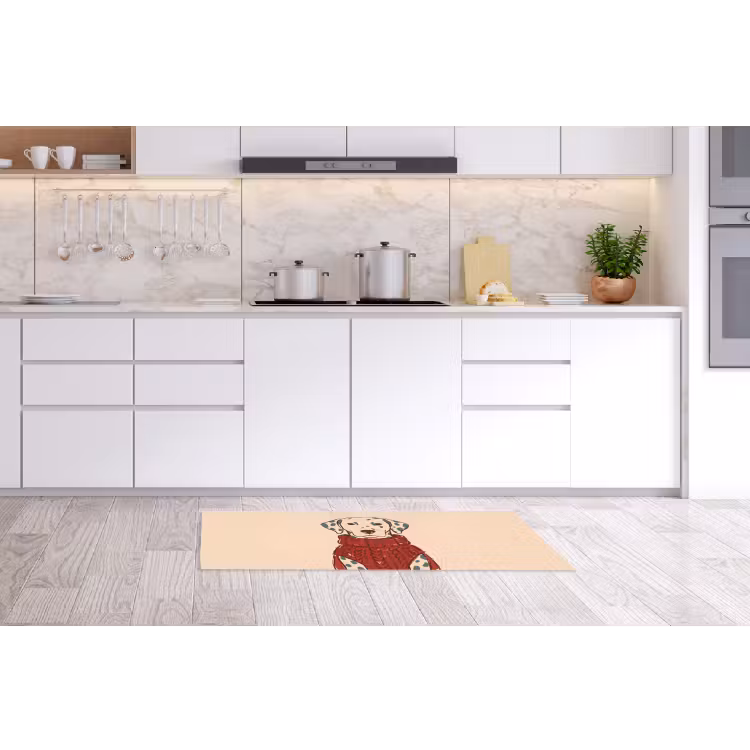 Hond - Trui - Winter - Dieren - Rood Keukenloper - keukenmat middel -sfeer3