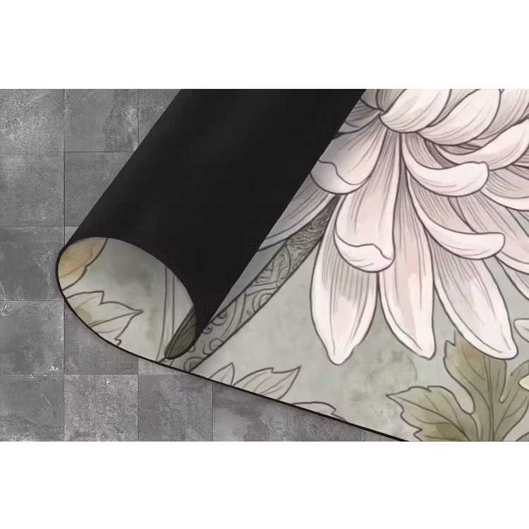 Illustratie - Bloemen - Groen Keukenloper - keukenmat middel -closeup