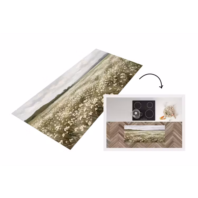 Illustratie - Landschap - Wit Keukenloper - keukenmat middel -3d