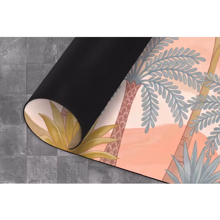 Illustratie - Palmbomen - Kleurrijk Keukenloper - keukenmat middel -closeup