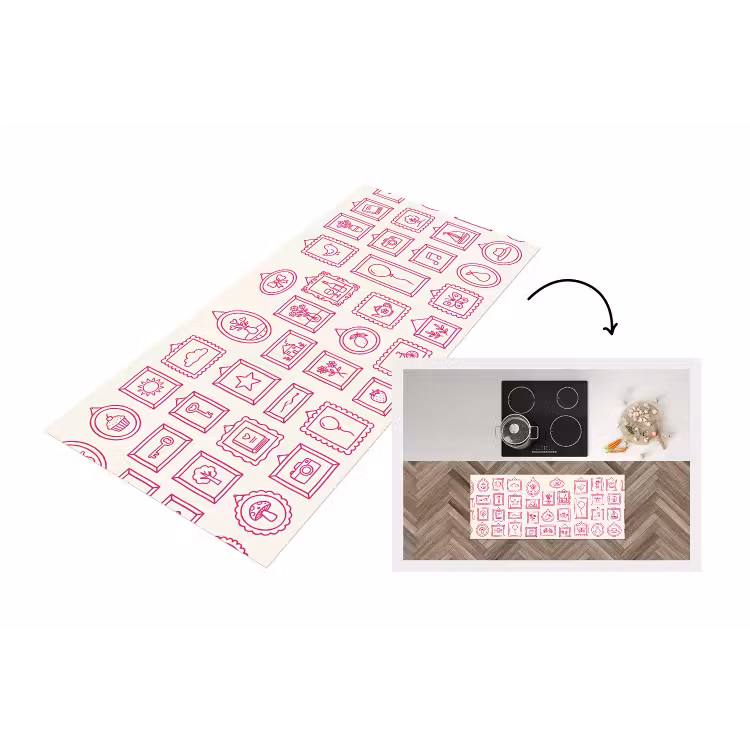 Illustratie - Collectie - Kunst - Minimalistisch - Roze Keukenloper - keukenmat middel -3d