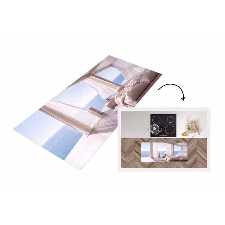 Interieur - Zeezicht - Modern - Rust - Beige Keukenloper - keukenmat middel -3d