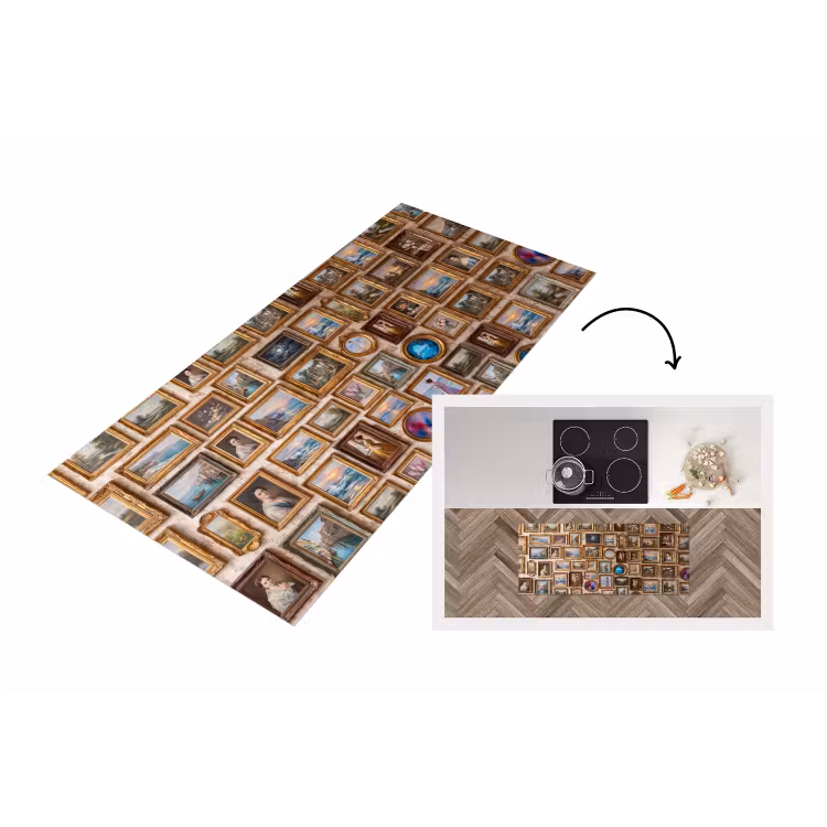 Interieur - Kunst - Collectie - Klassiek - Goud Keukenloper - keukenmat middel -3d