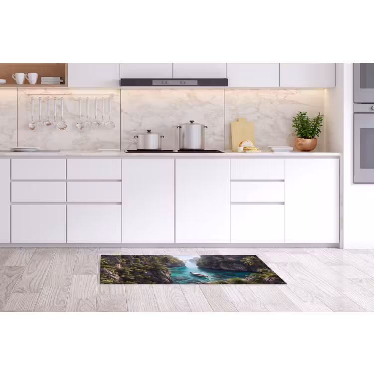 Eiland - Tropisch - Water - Palmbomen - Natuur Keukenloper - keukenmat middel -sfeer3