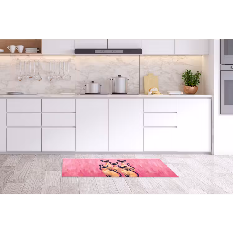 Kat - Groep - Dieren - Modern - Roze Keukenloper - keukenmat middel -sfeer3