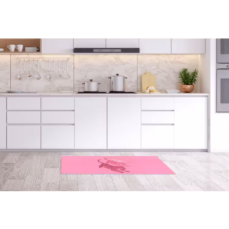 Kat - Springend - Dieren - Roze - Modern Keukenloper - keukenmat middel -sfeer3