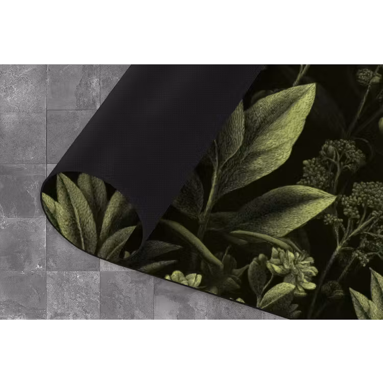 Klassiek - Donker - Botanisch - Planten Keukenloper - keukenmat middel 536 -closeup