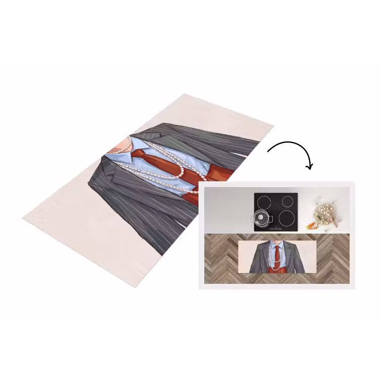 Kleding - Strik - Parels - Klassiek - Mode Keukenloper - keukenmat middel -3d