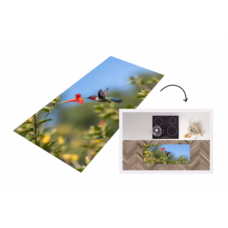 Kolibrie - Bloem - Natuur - Groen Keukenloper - keukenmat middel -3d