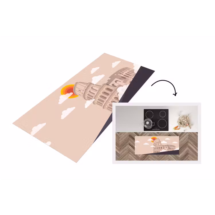 Colosseum - Zonsopgang - Rome - Architectuur - Beige Keukenloper - keukenmat middel -3d